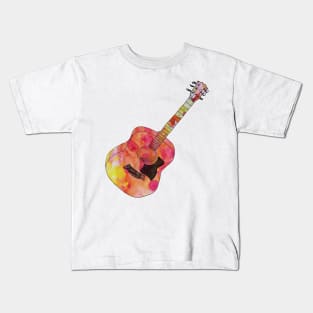 Acoustic guitar psychedelic colours Kids T-Shirt